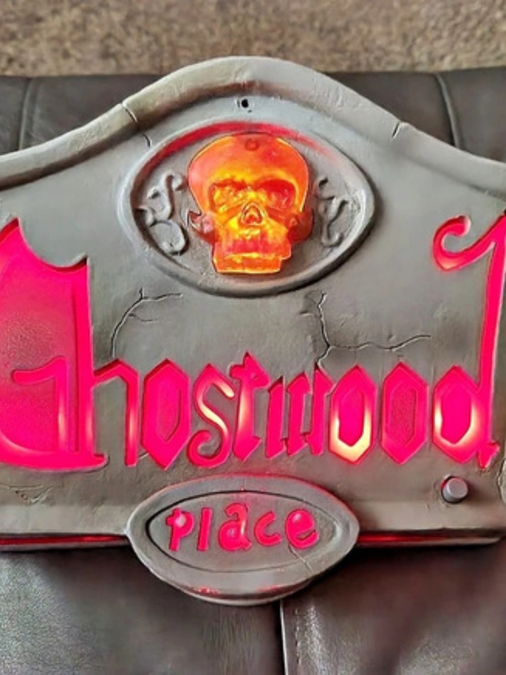 Vintage Gemmy Ghostwood Place Sign Tombstone Halloween Decor